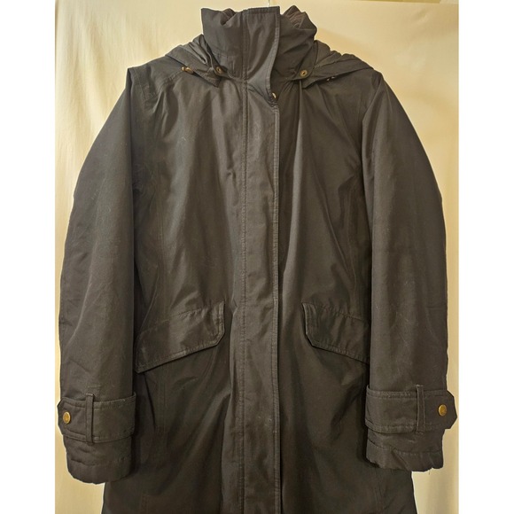 Lands End Womens Black Long Down Parka Hooded Winter Coat Size S 6-8 - Picture 2 of 14